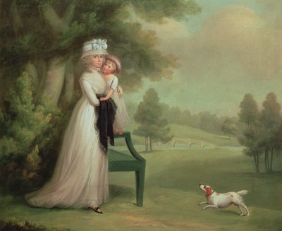 Woman and Child in Park by Richard Cosway